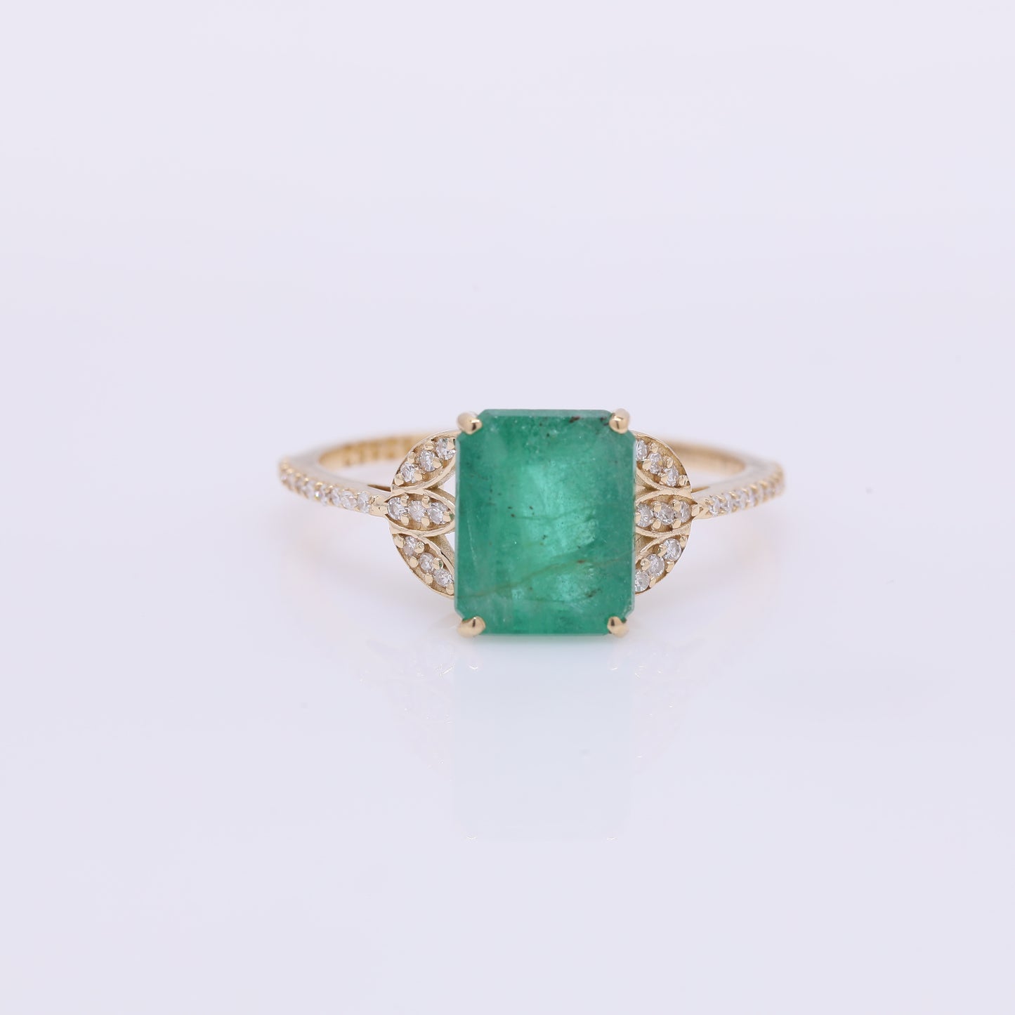 2.80 Ct Octagon Step Cut Natural Emerald 14K Gold Ring
