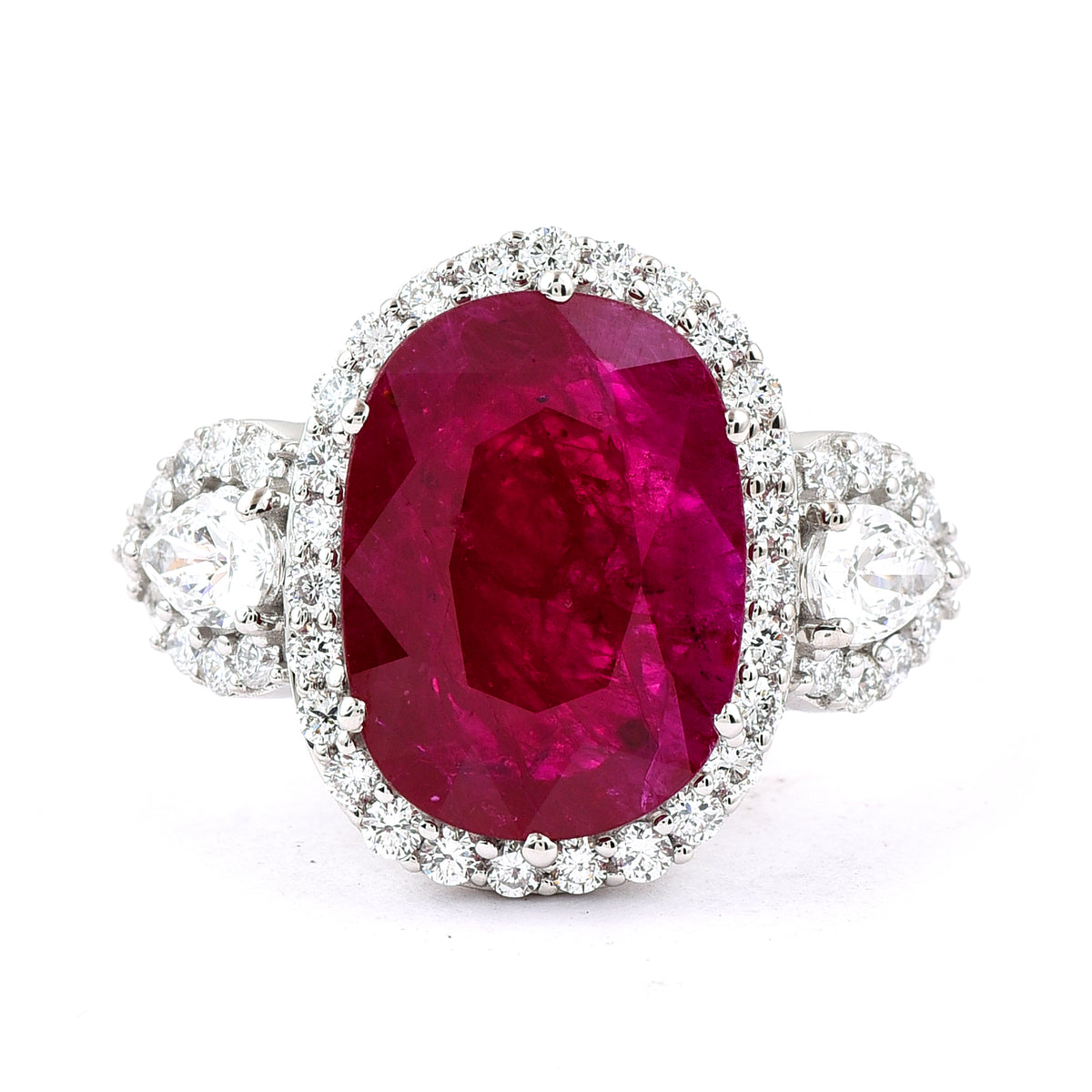 7.34 Ct Oval Ruby 950 Platinum Ring