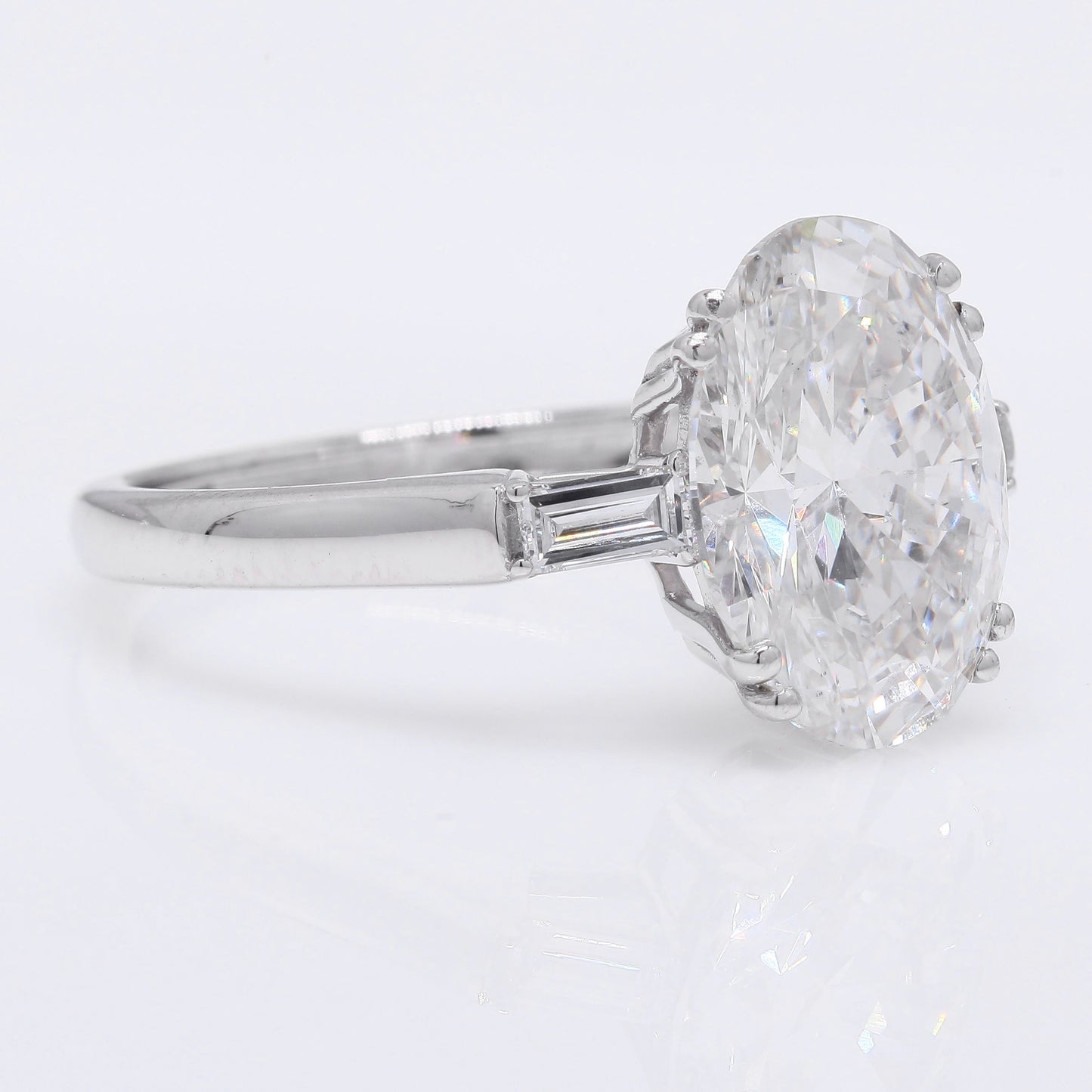 4.18 Ct Oval Brilliant Lab Grown Diamond 950 Platinum Ring