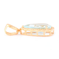 2.75 Ct Pear Mixed Cut Natural Aquamarine 14K Gold Pendant