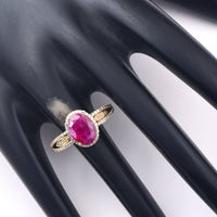 2.06 Ct Oval Mixed Cut Natural Ruby 14K Gold Ring