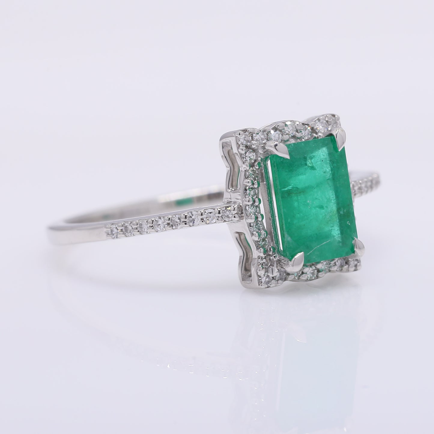1.15 Ct Octagon Step Cut Natural Emerald 950 Platinum Ring