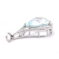 4.02 Ct Pear Mixed Cut Natural Aquamarine 950 Platinum Pendant