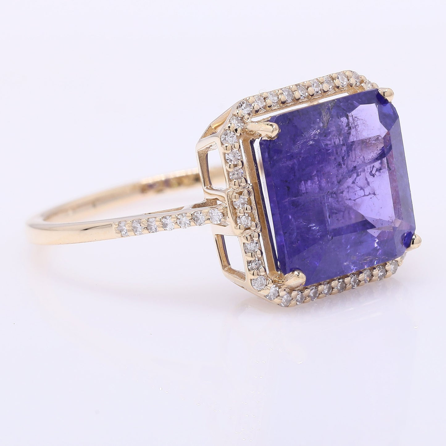5.16 Ct Octagon Step Cut Natural Tanzanite 14K Gold Ring
