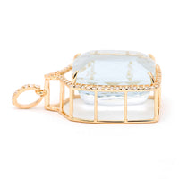 14.12 Ct Cushion Natural Aquamarine 14K Gold Pendant