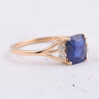1.69 Ct Cushion Natural Sapphire 14K Gold Ring
