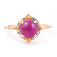 3.97 Ct Round Mixed Cut Natural Ruby 14K Gold Ring