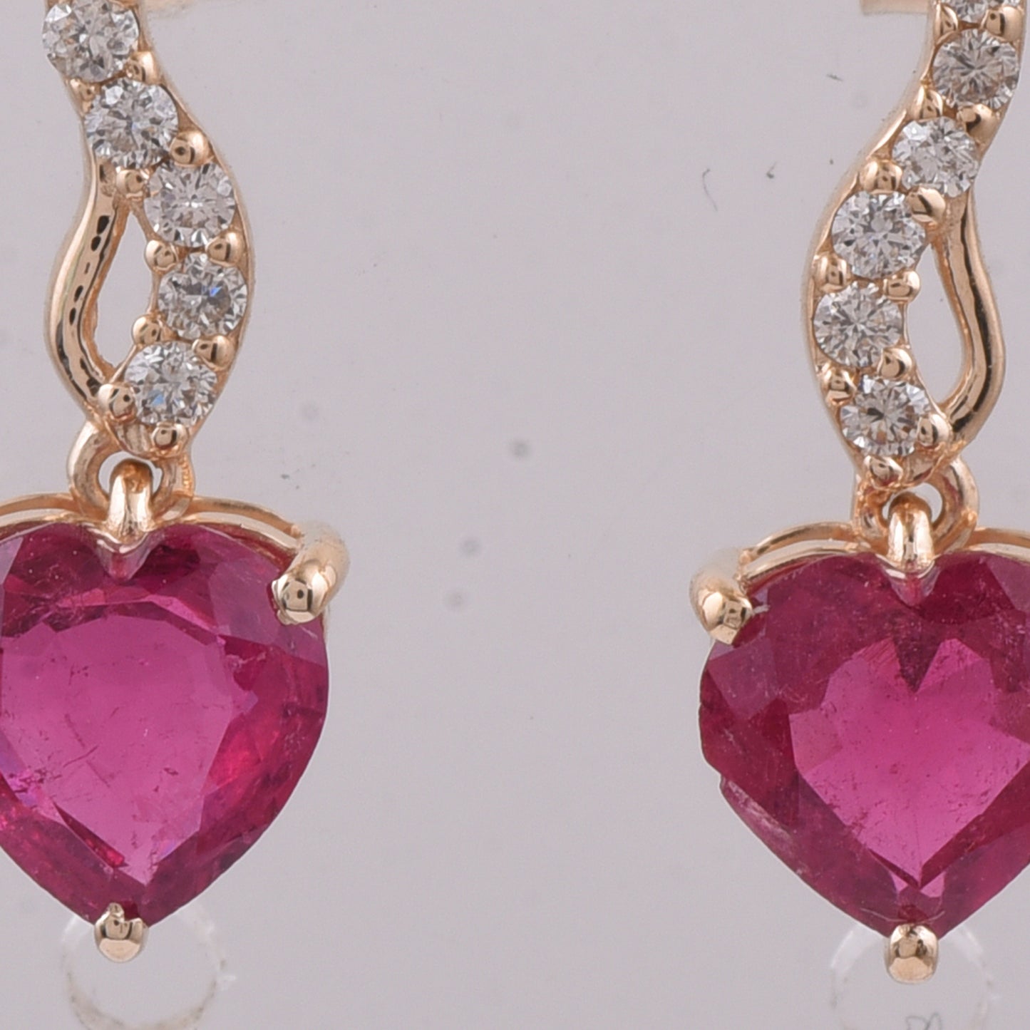 1.40 Ct Heart Natural Rubellite 14K Gold Earrings