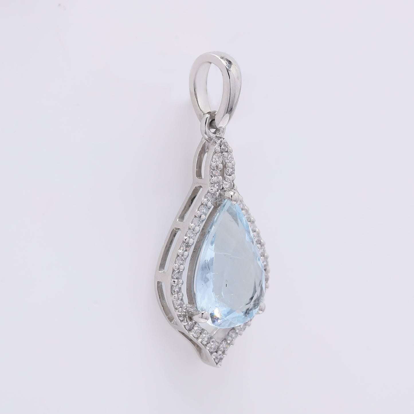 1.28 Ct Pear Mixed Cut Natural Aquamarine 950 Platinum Pendant