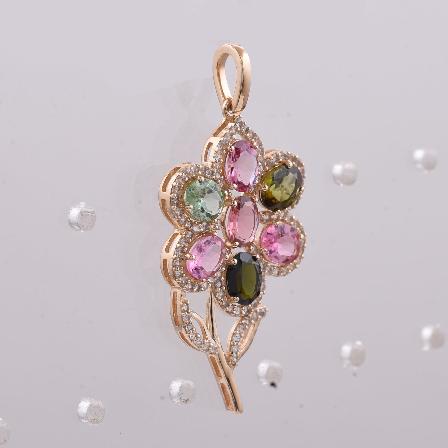 2.44 Ct Oval Natural Multi-Coloured Tourmaline 14K Gold Pendant