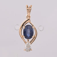 1.35 Ct Oval Natural Sapphire 14K Gold Pendant
