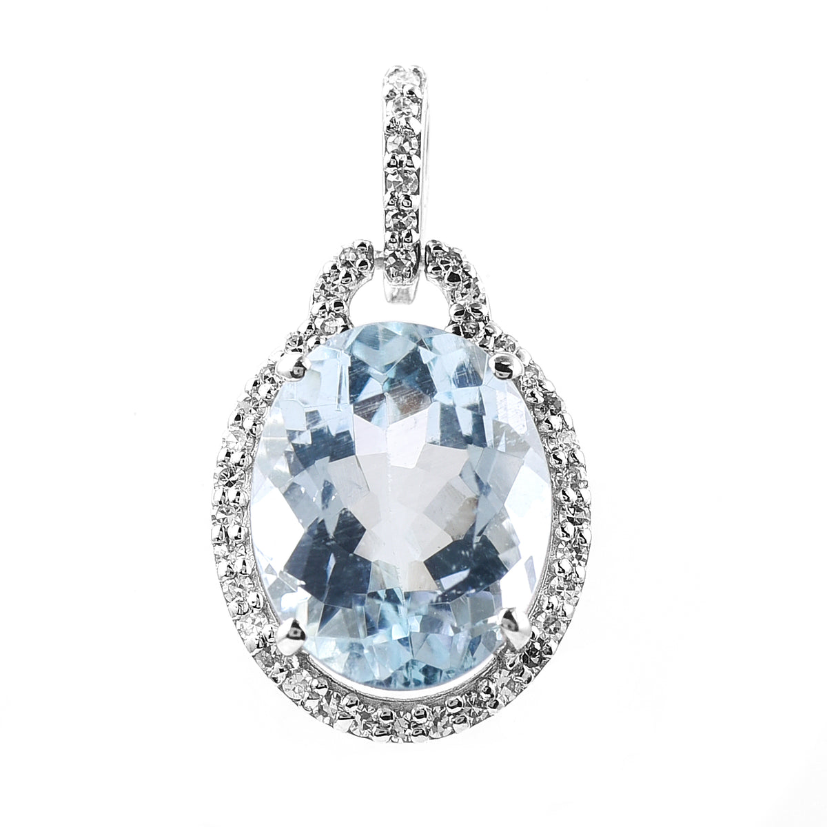 2.57 Ct Oval Mixed Cut Natural Aquamarine 950 Platinum Pendant