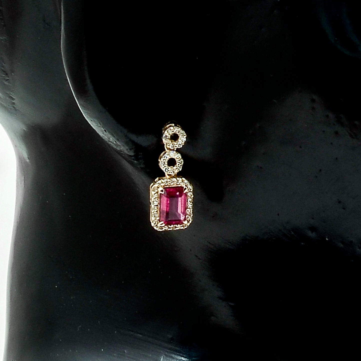 1.36 Ct Octagon Natural Tourmaline 14K Gold Earrings