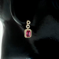 1.36 Ct Octagon Natural Tourmaline 14K Gold Earrings