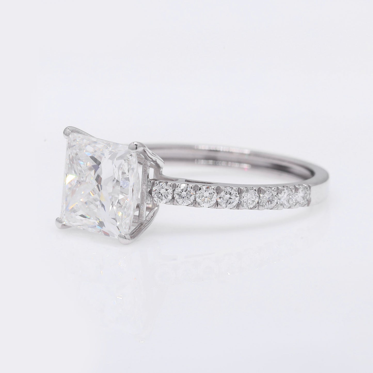 3.18 Ct Princess Cut Lab Grown Diamond 950 Platinum Ring