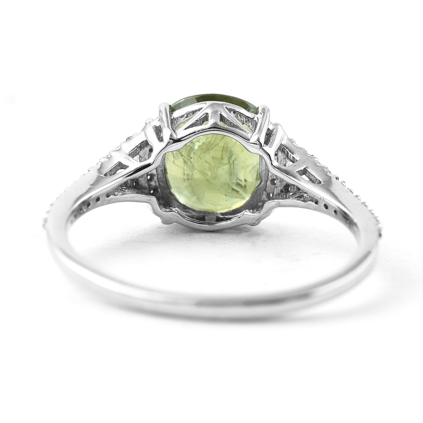 2.40 Ct Cushion Mixed Cut Natural Green Sapphire 950 Platinum Ring