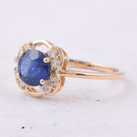 1.36 Ct Round Natural Sapphire 14K Gold Ring