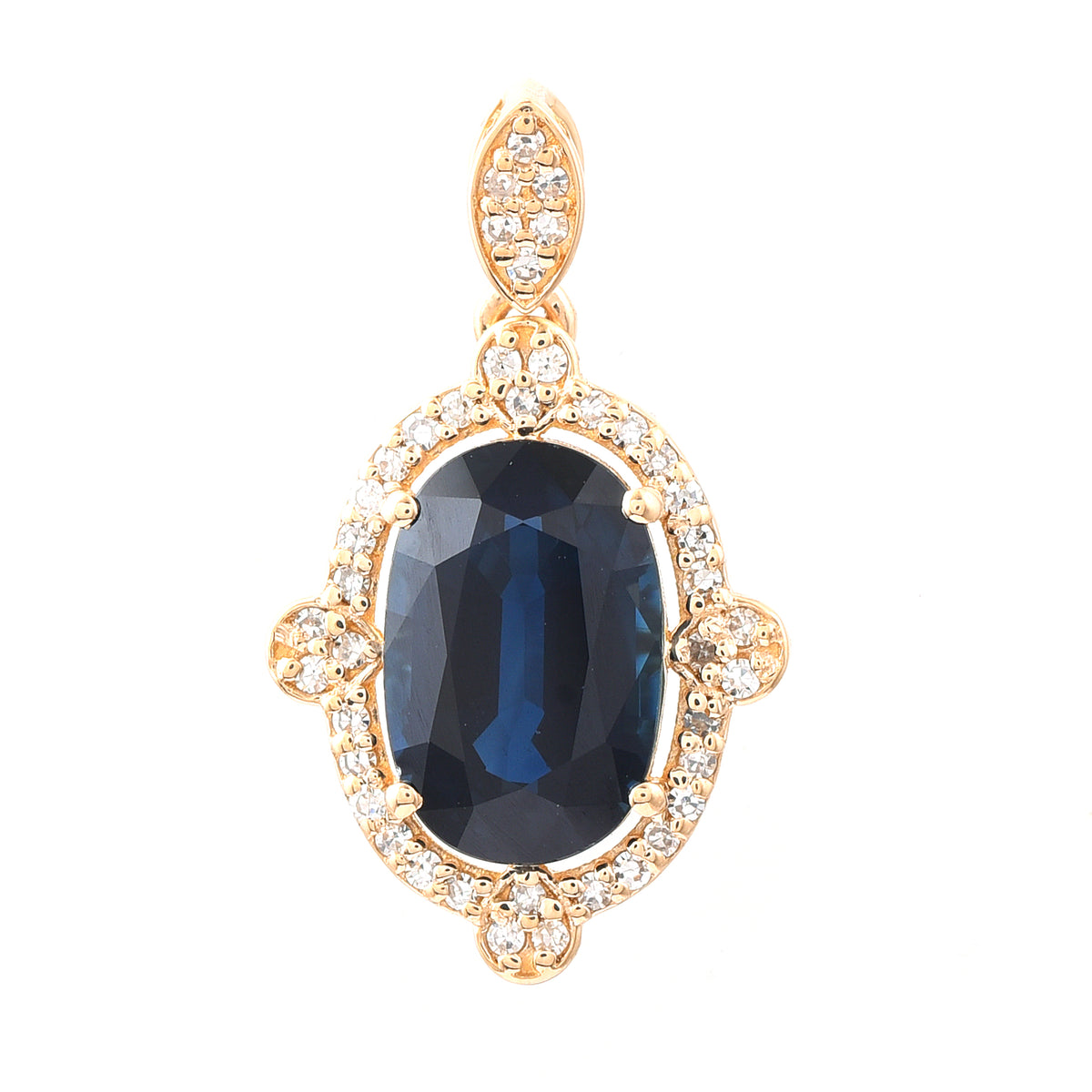 2.62 Ct Oval Mixed Cut Natural Sapphire 14K Gold Pendant
