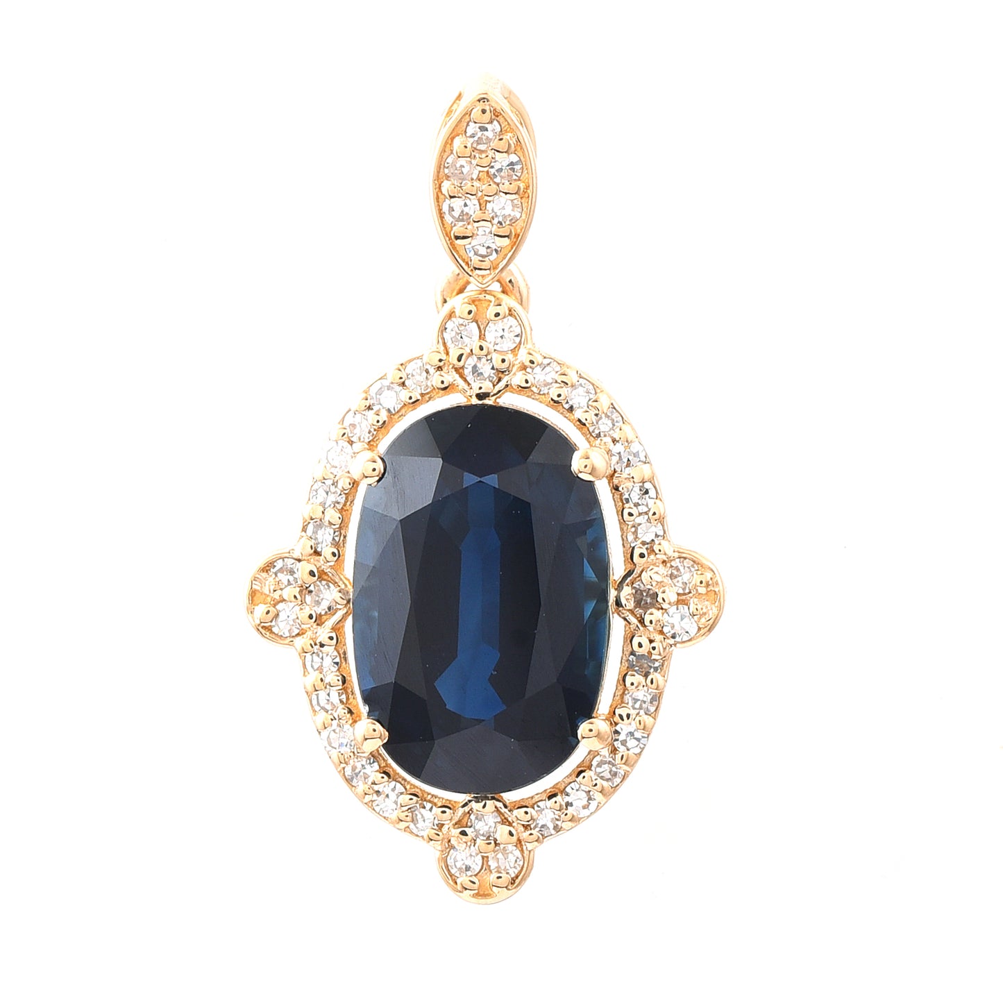 2.62 Ct Oval Mixed Cut Natural Sapphire 14K Gold Pendant