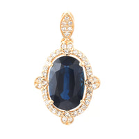 2.62 Ct Oval Mixed Cut Natural Sapphire 14K Gold Pendant