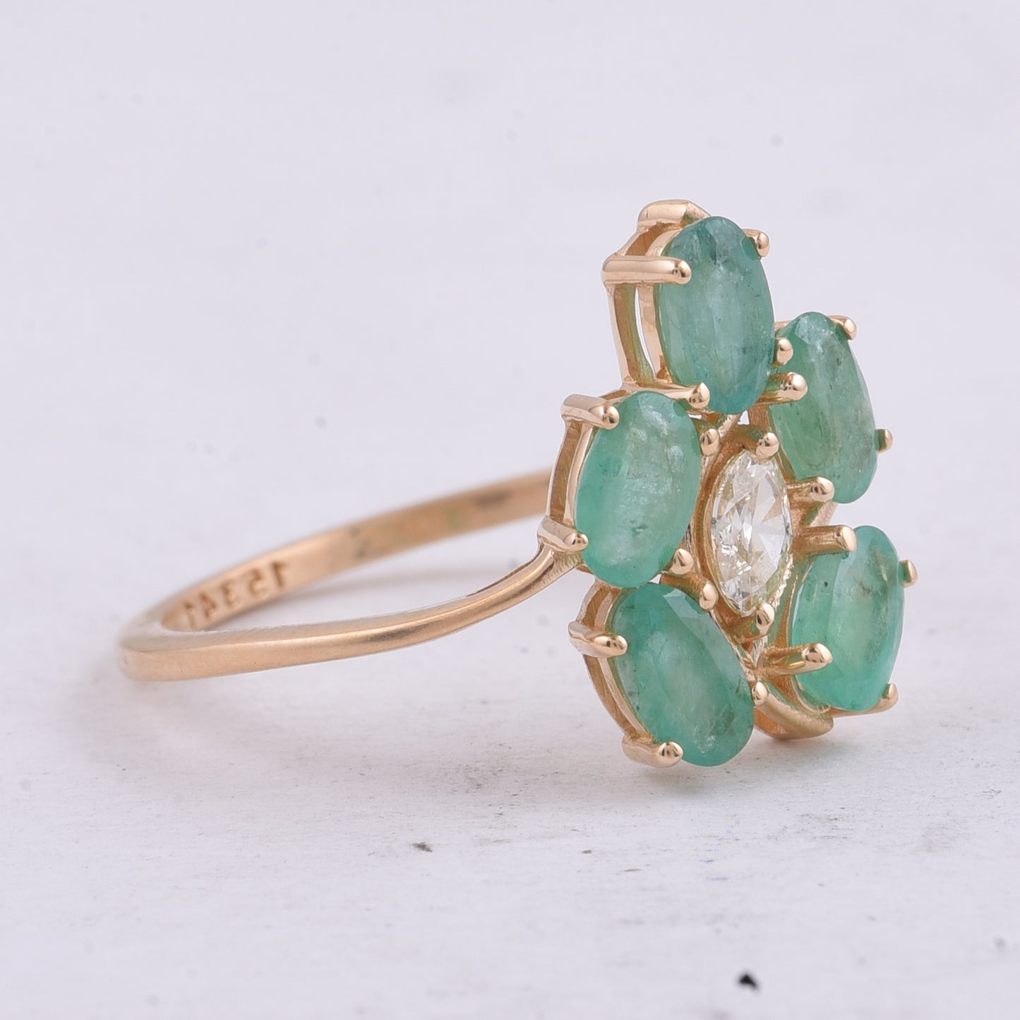 1.37 Ct Oval Natural Emerald 14K Gold Ring