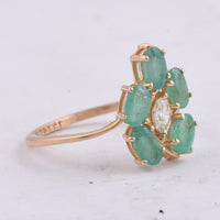 1.37 Ct Oval Natural Emerald 14K Gold Ring