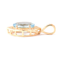 2.06 Ct Oval Mixed Cut Natural Aquamarine 14K Gold Pendant