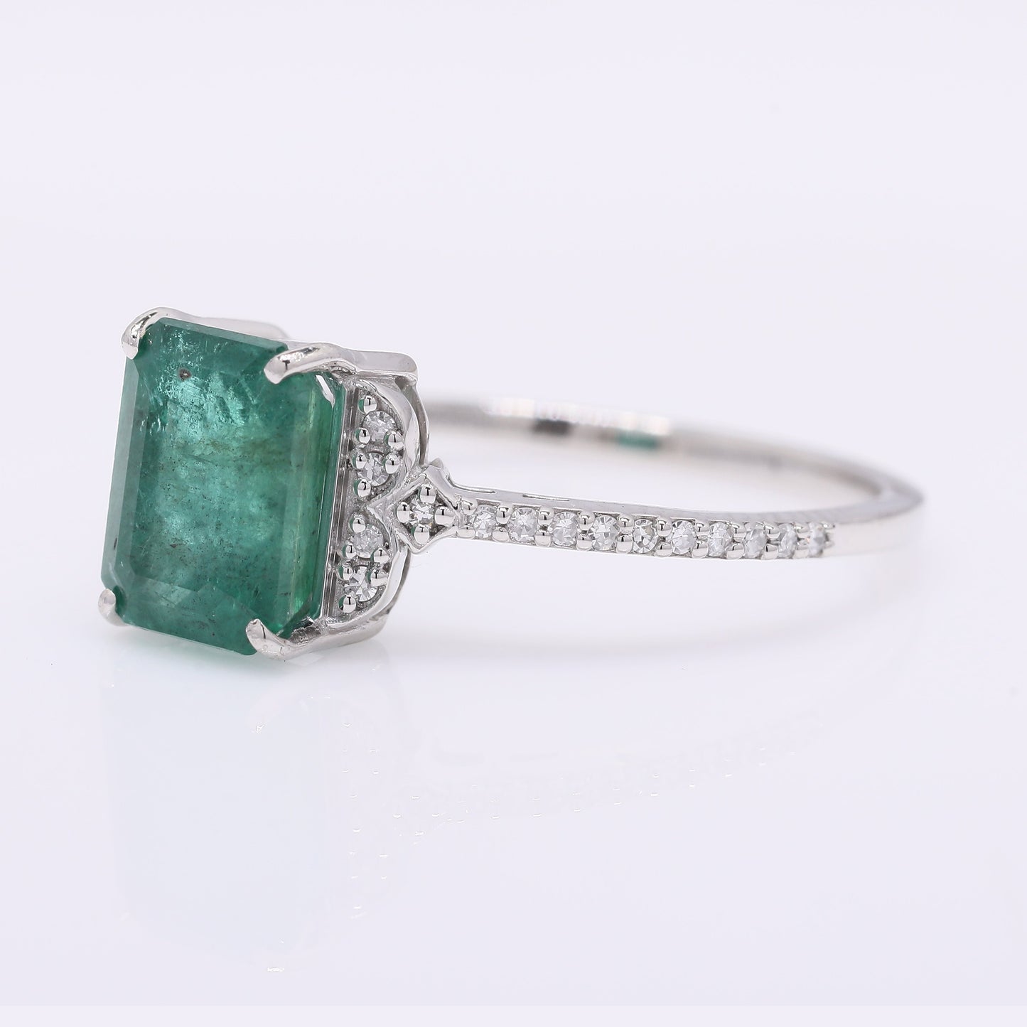 1.92 Ct Octagon Step Cut Natural Emerald 950 Platinum Ring
