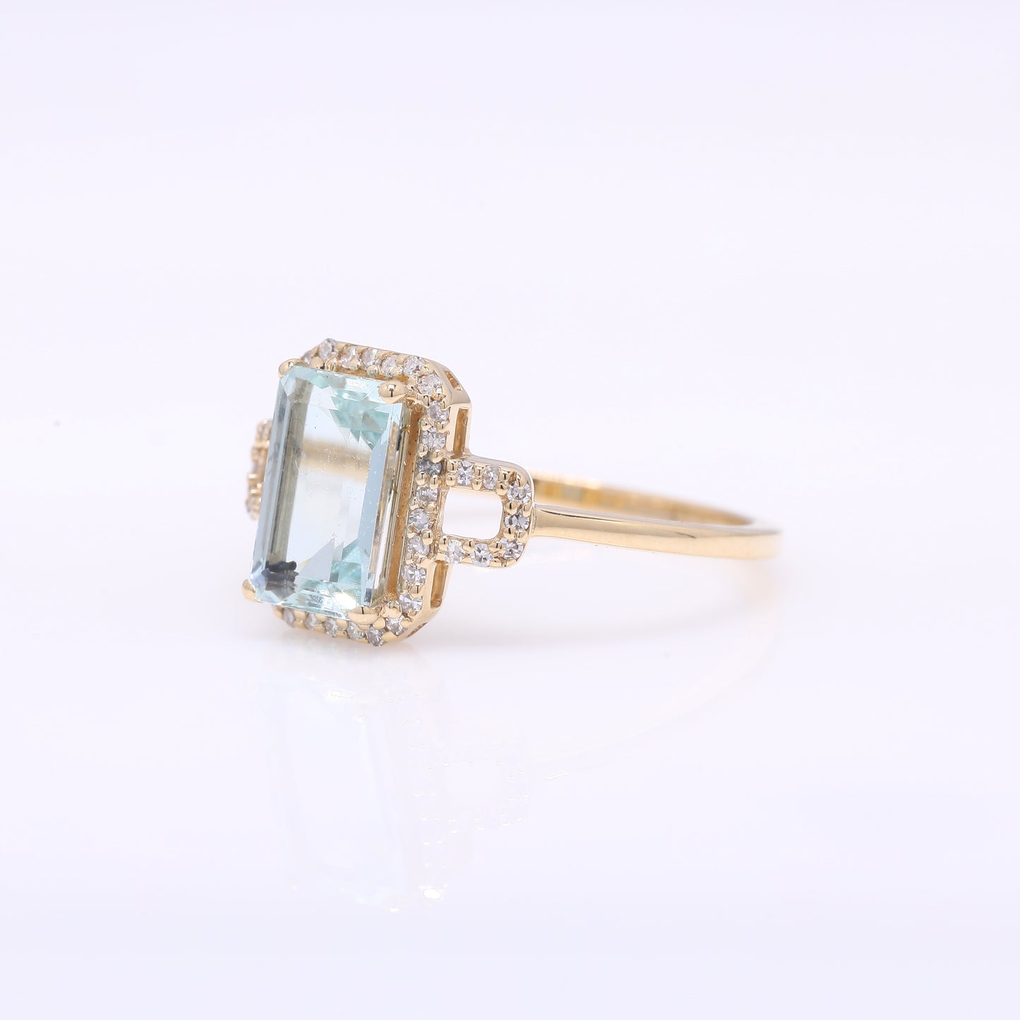 1.54 Ct Octagon Step Cut Natural Aquamarine 14K Gold Ring