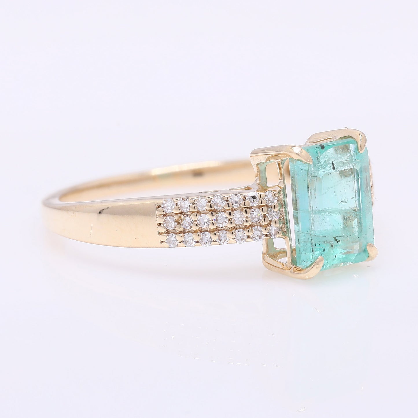 1.41 Ct Octagon Step Cut Natural Emerald 14K Gold Ring