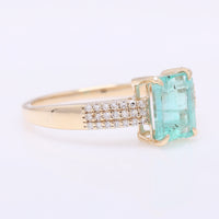 1.41 Ct Octagon Step Cut Natural Emerald 14K Gold Ring