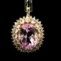 17.88 Ct Oval Kunzite 14K Gold Pendant