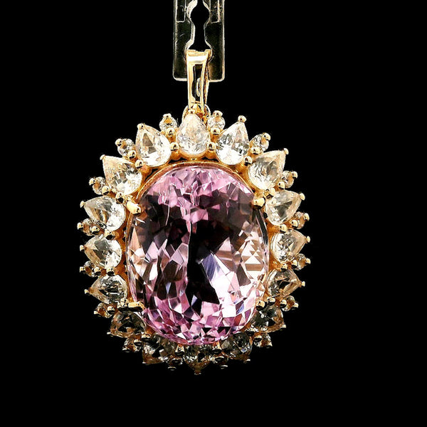 17.88 Ct Oval Kunzite 14K Gold Pendant