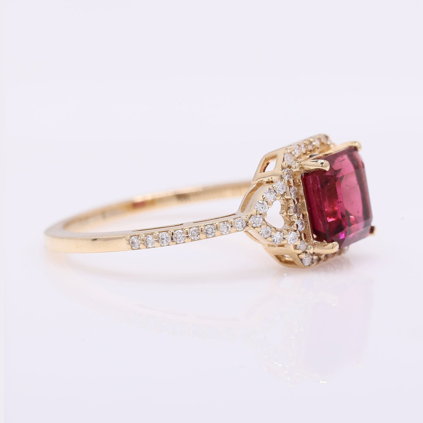 1.59 Ct Octagon Step Cut Natural Rubellite 14K Gold Ring