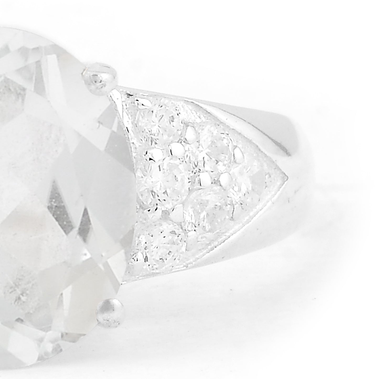 4.68 Ct Oval White Topaz, Cubic Zirconia 925 Sterling Silver Ring