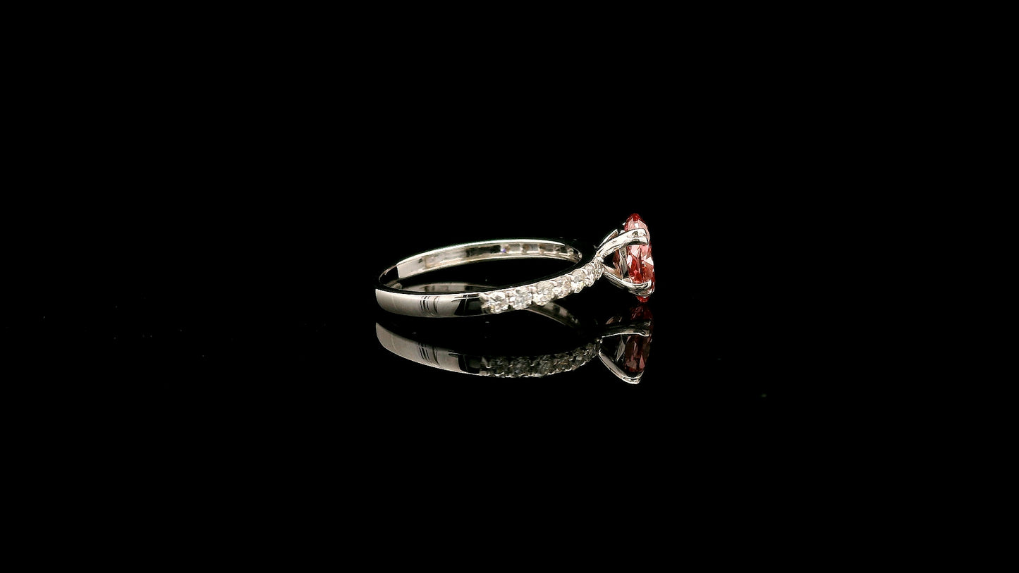 1.39 Carats Pink Lab Grown Diamond 14K Gold Ring