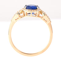1.55 Ct Round Mixed Cut Natural Sapphire 14K Gold Ring