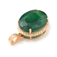 5.74 Ct Oval Mixed Cut Natural Emerald 14K Gold Pendant