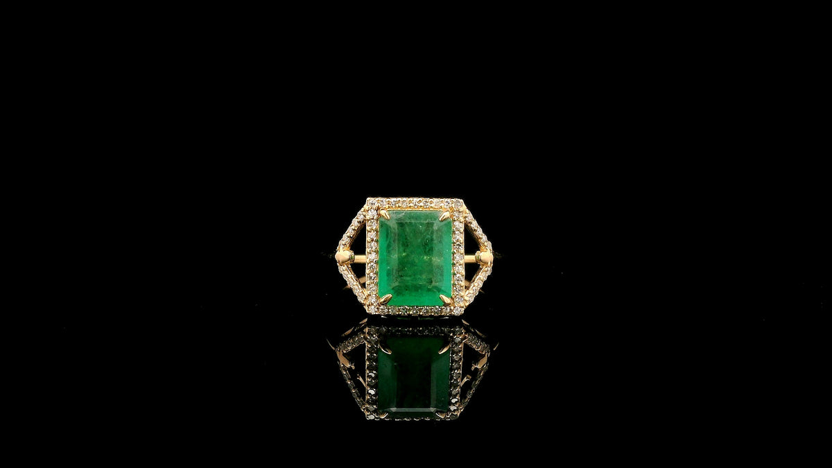 2.04 Ct Octagon Natural Emerald 14K Gold Ring