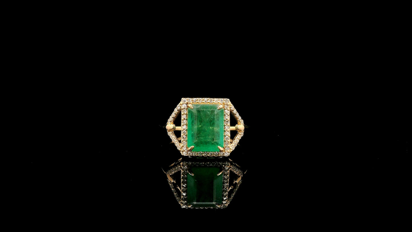 2.04 Ct Octagon Natural Emerald 14K Gold Ring
