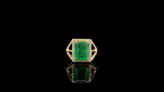 2.04 Ct Octagon Natural Emerald 14K Gold Ring