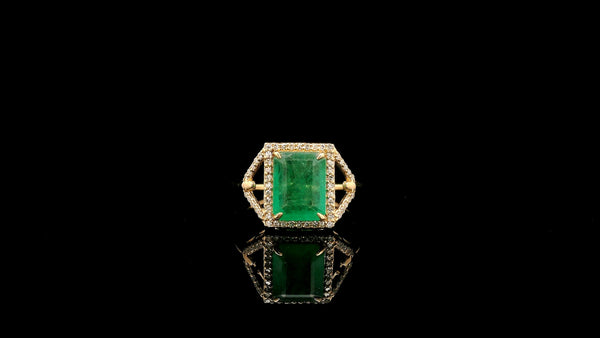 2.04 Ct Octagon Natural Emerald 14K Gold Ring