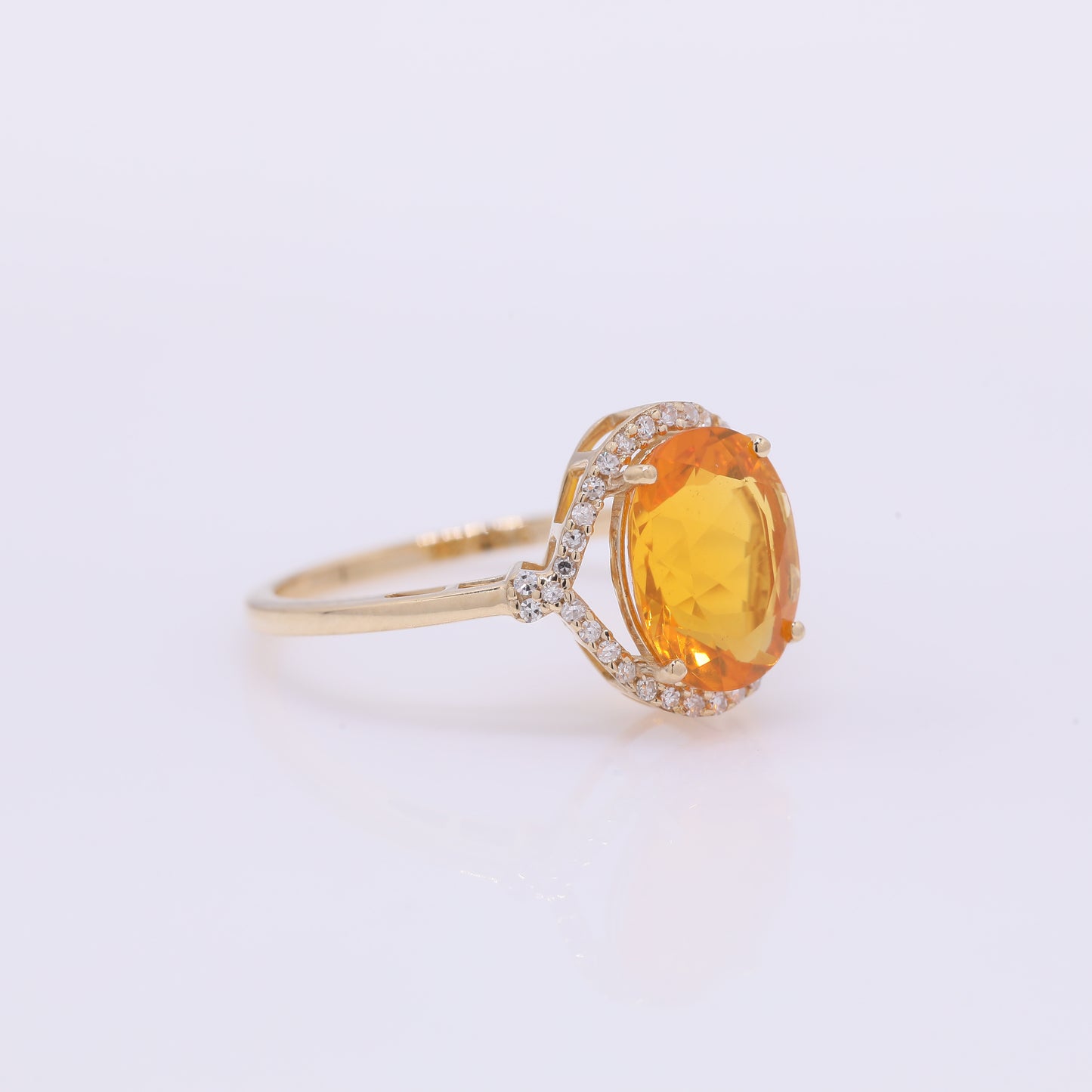 1.83 Ct Oval Mixed Cut Natural Fire Opal 14K Gold Ring
