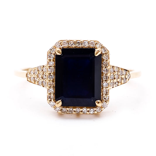 2.75 Ct Octagon Natural Sapphire 14K Gold Ring