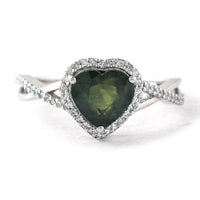 1.95 Ct Heart Mixed Cut Natural Green Sapphire 950 Platinum Ring