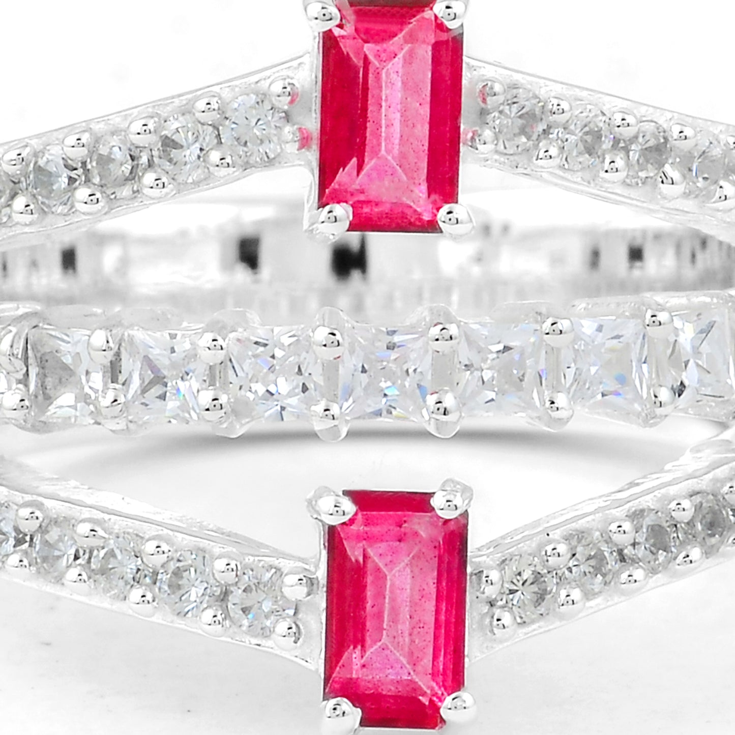 2.70 Ct Octagon Pink Topaz, Cubic Zirconia 925 Sterling Silver Ring