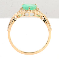 1.40 Ct Pear Mixed Cut Natural Beryl Emerald 14K Gold Ring