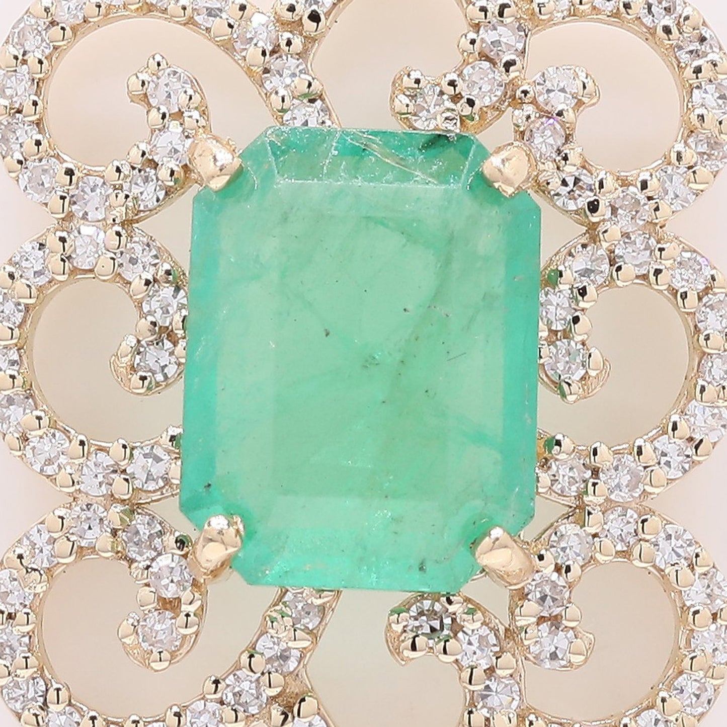 2.17 Ct Octagon Step Cut Natural Emerald 14K Gold Pendant