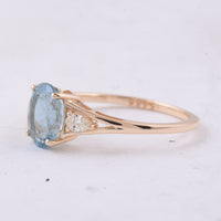 1.40 Ct Oval Natural Aquamarine 14K Gold Ring