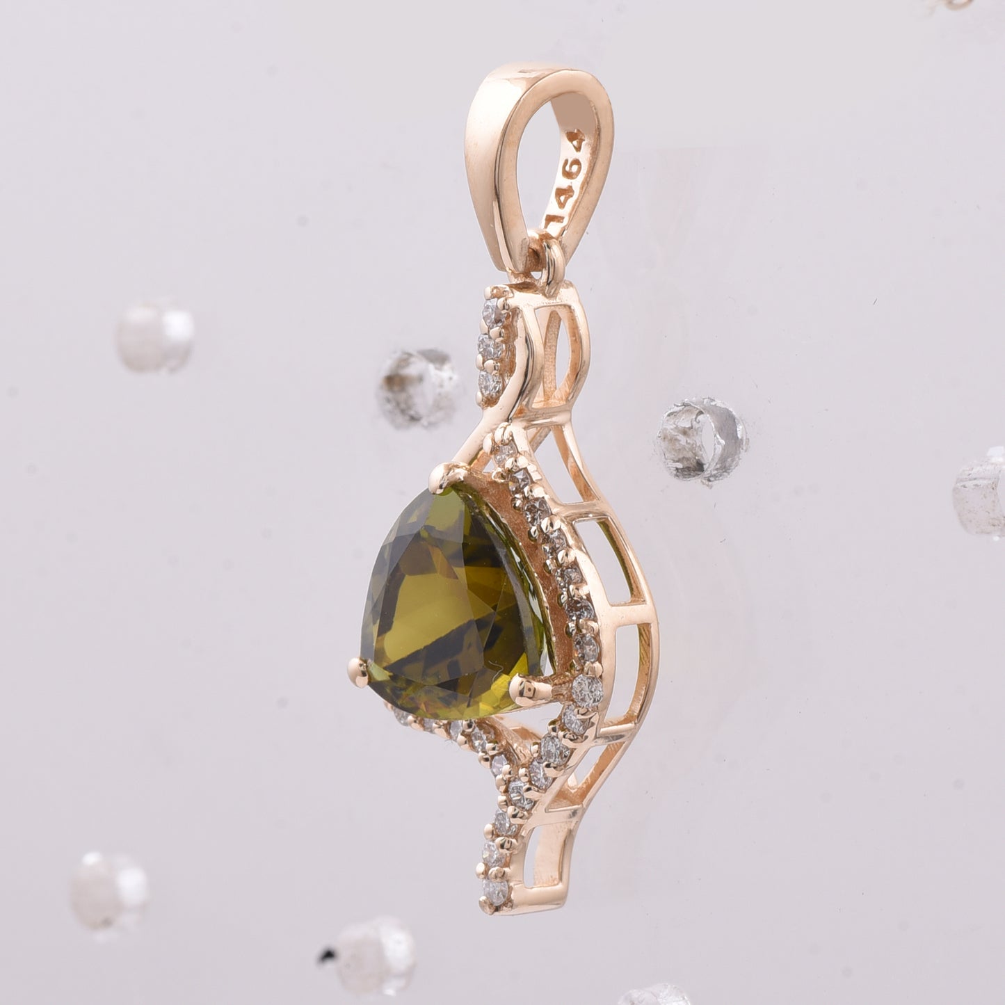 1.55 Ct Triangle Natural Tourmaline 14K Gold Pendant